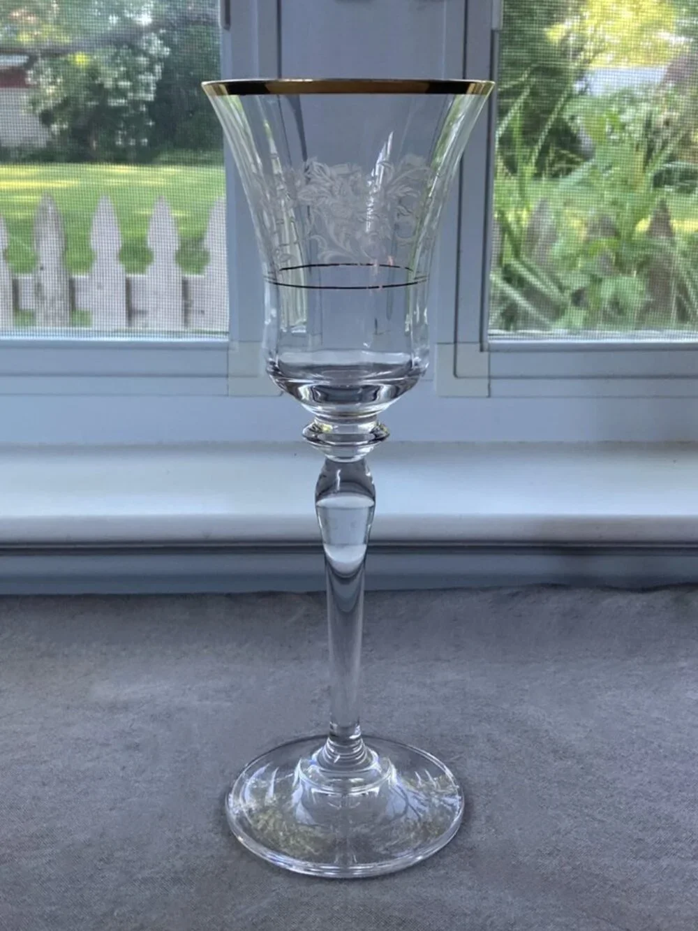 MIKASA Antique Lace Stemware, Wine Goblet, Gold Details, Etched Florals, MULTI !